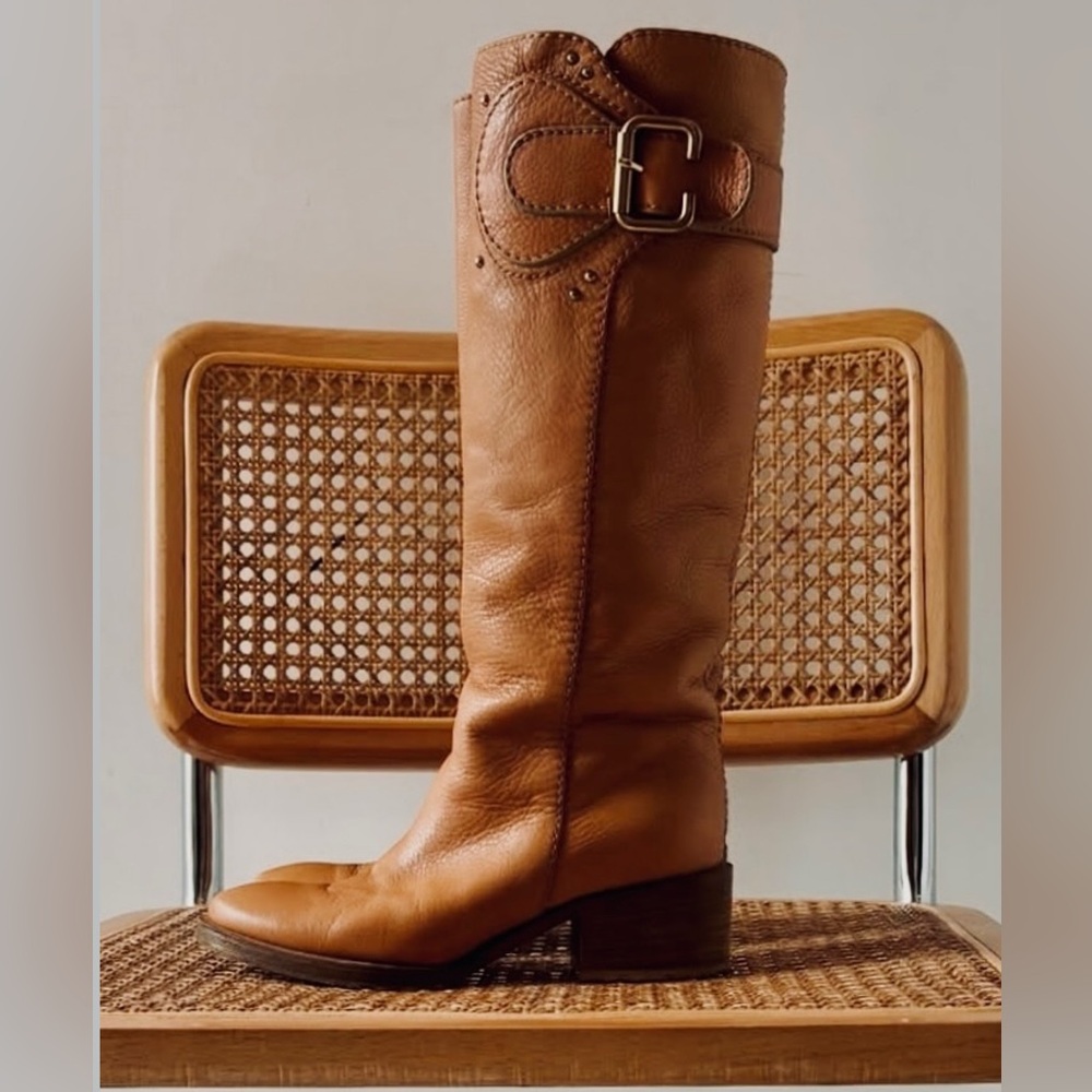 Chloé Paddington Pebbled Leather Tall Riding Boots